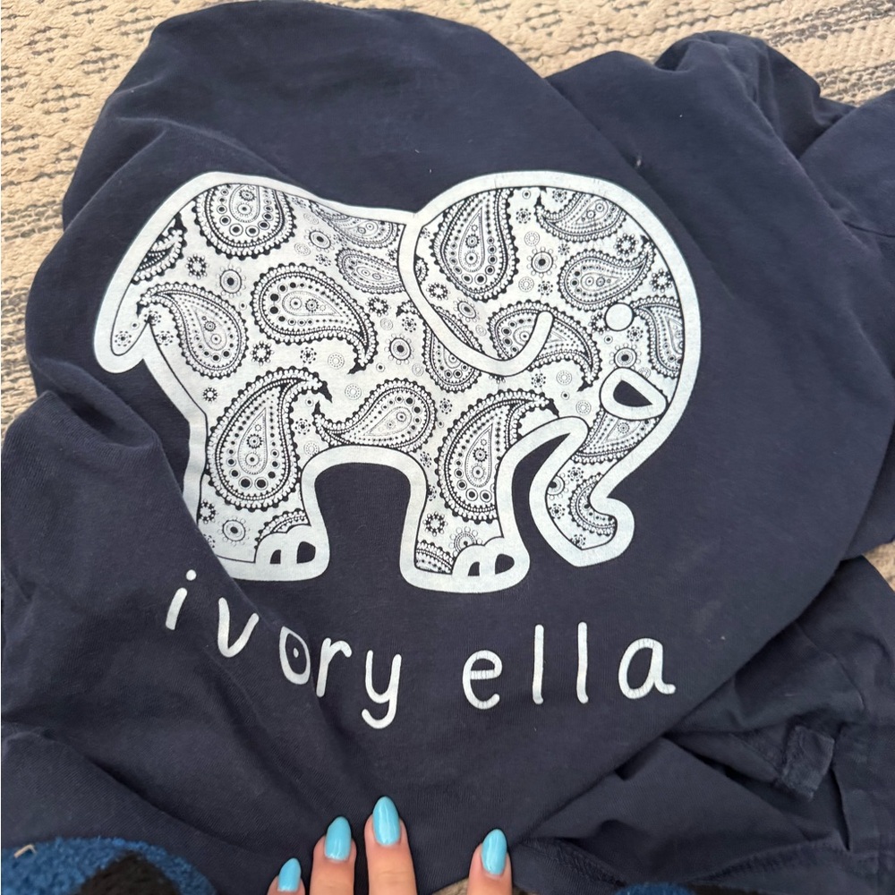 Ivory Ella Dark Blue Tee with Elephant Logo
